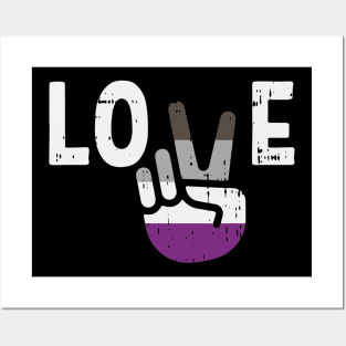 Love Peace Sign Funny Hand Lgbt Asexual Flag Colors Posters and Art